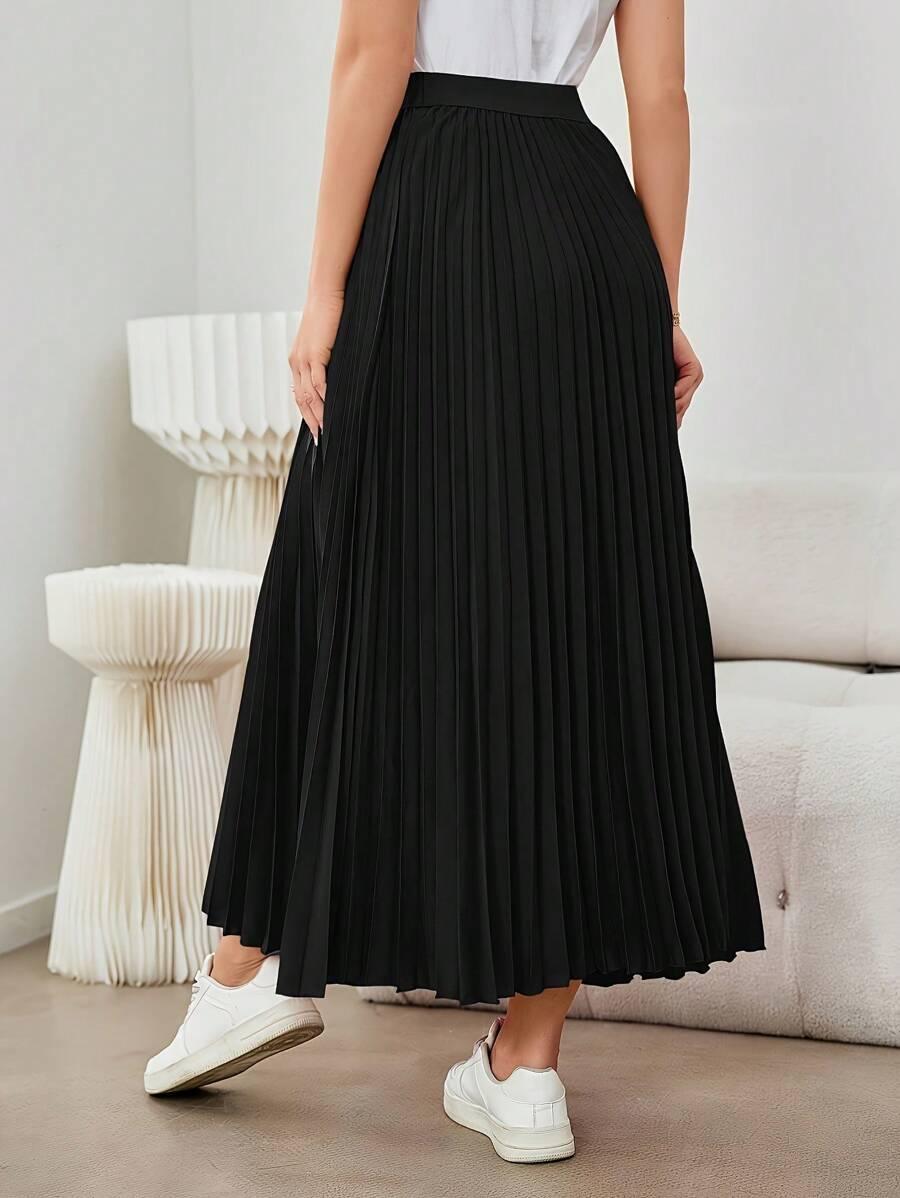 czarna plisowana maxi spódnica