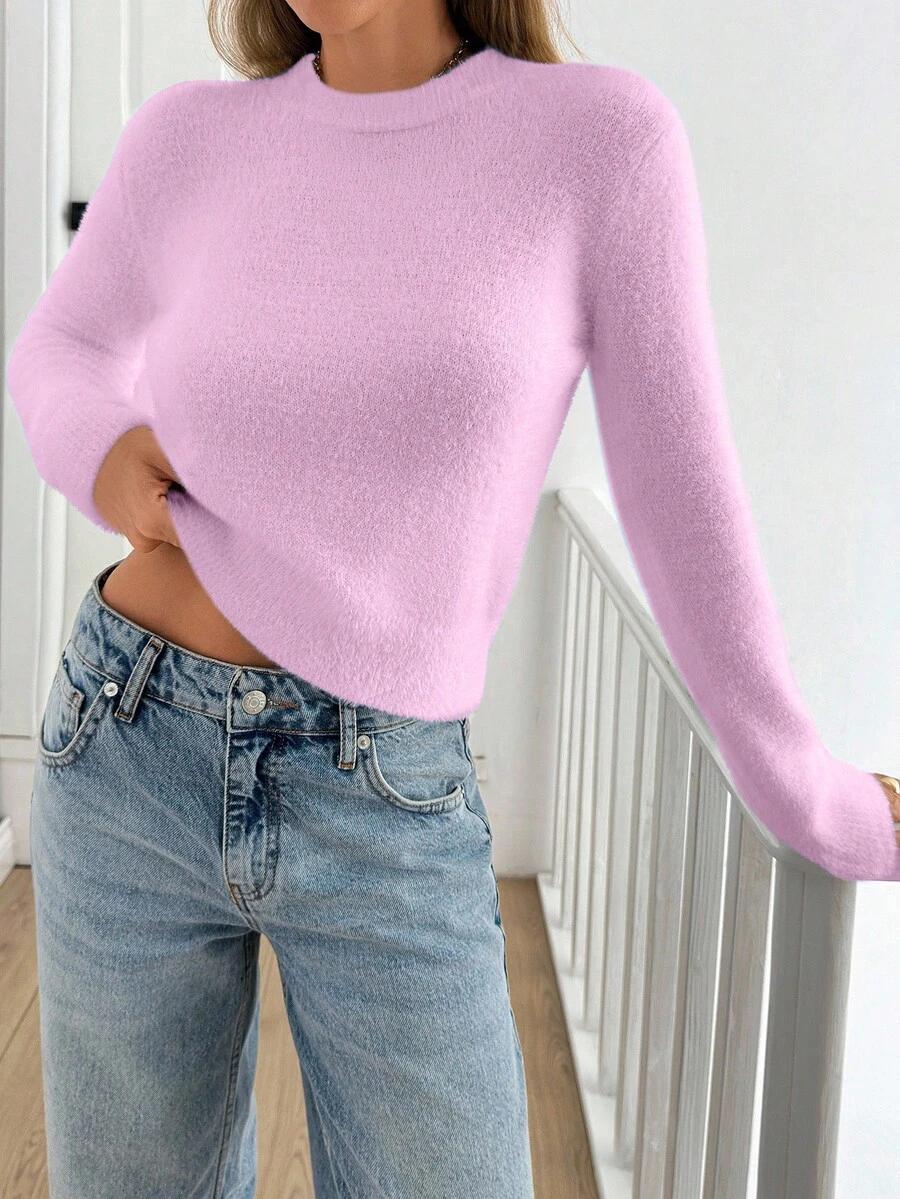 różowy sweter długi rękaw