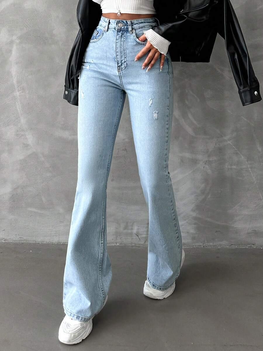 NIEBIESKIE SPODNIE JEANS DZWONY