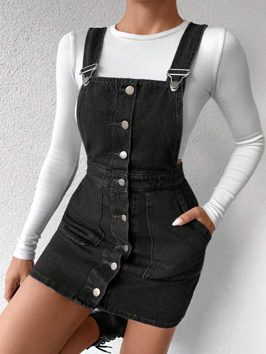 CZARNA SUKIENKA OGRODNICZKA JEANS