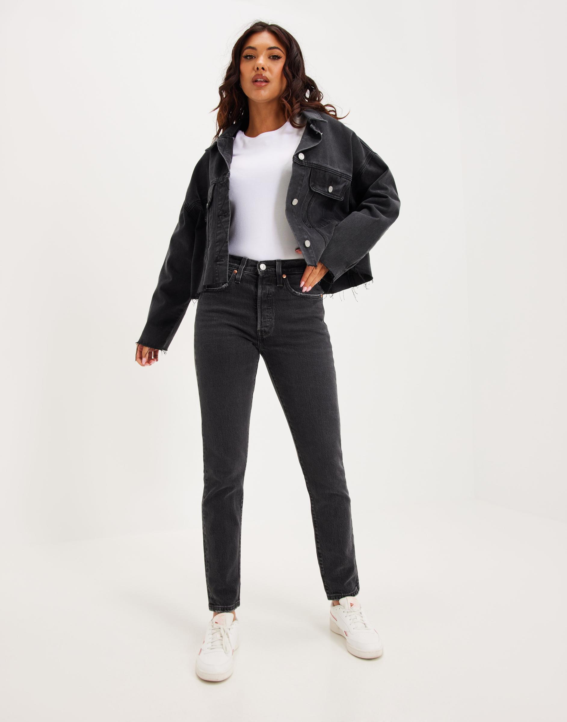 CZARNE SPODNIE JEANS 501 ZWĘŻANE NOGAWKI GUZIKI