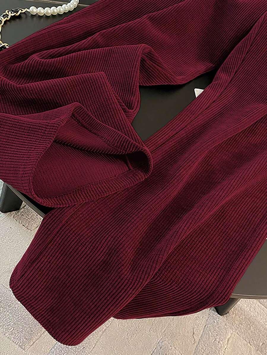 BORDOWA BLUZA SPODNIE KOMPLET DRESOWY 