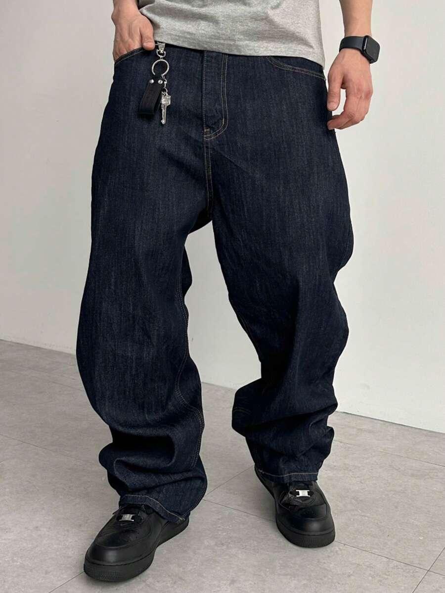 GRANATOWE SPODNIE JEANS