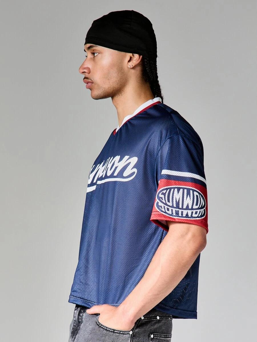 granatowy t-shirt nadruk
