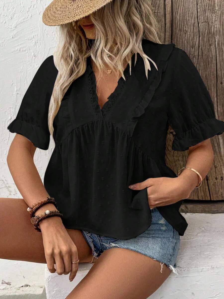 CZARNA BLUZKA V-NECK