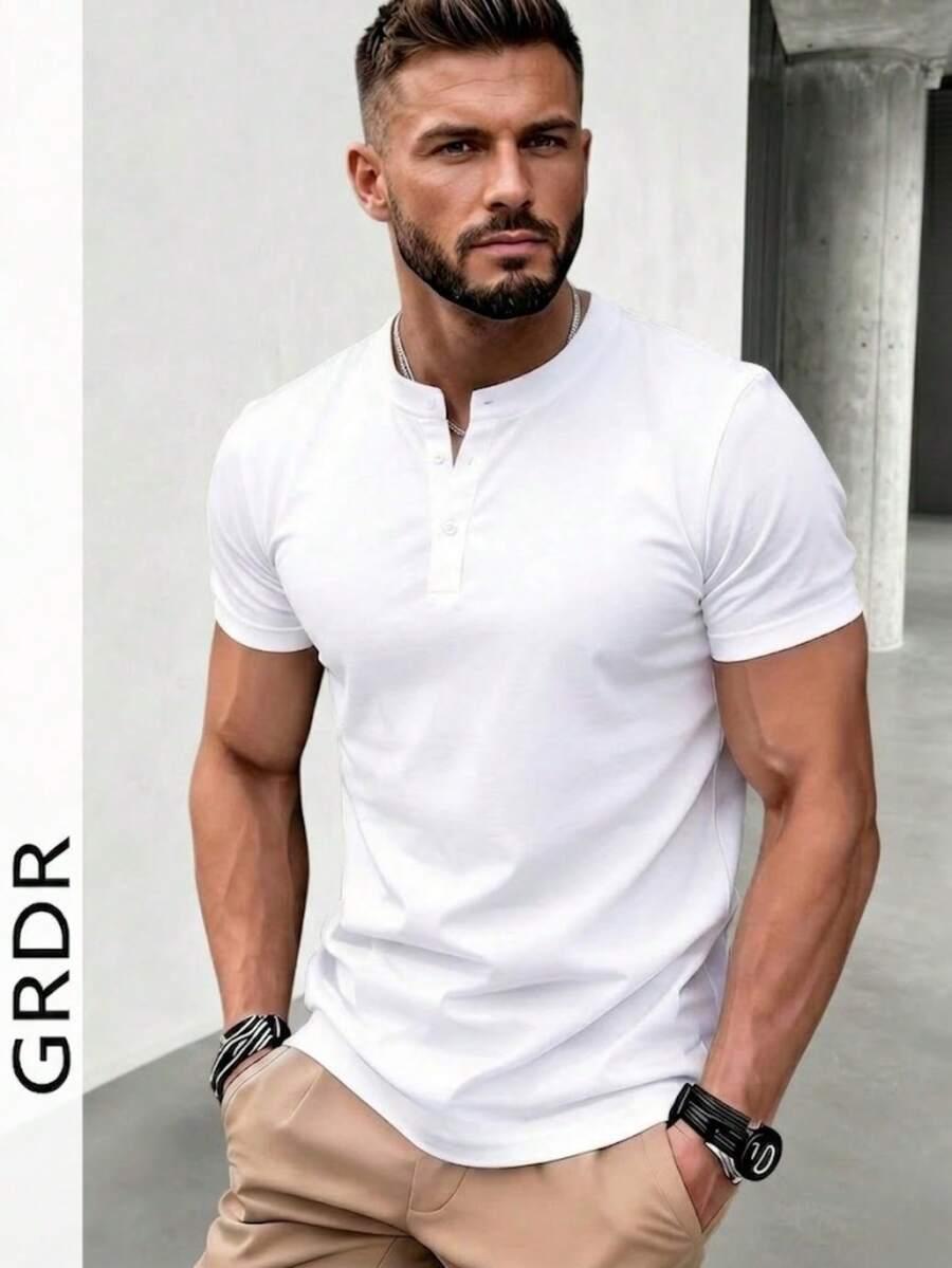 biały t-shirt guziki 