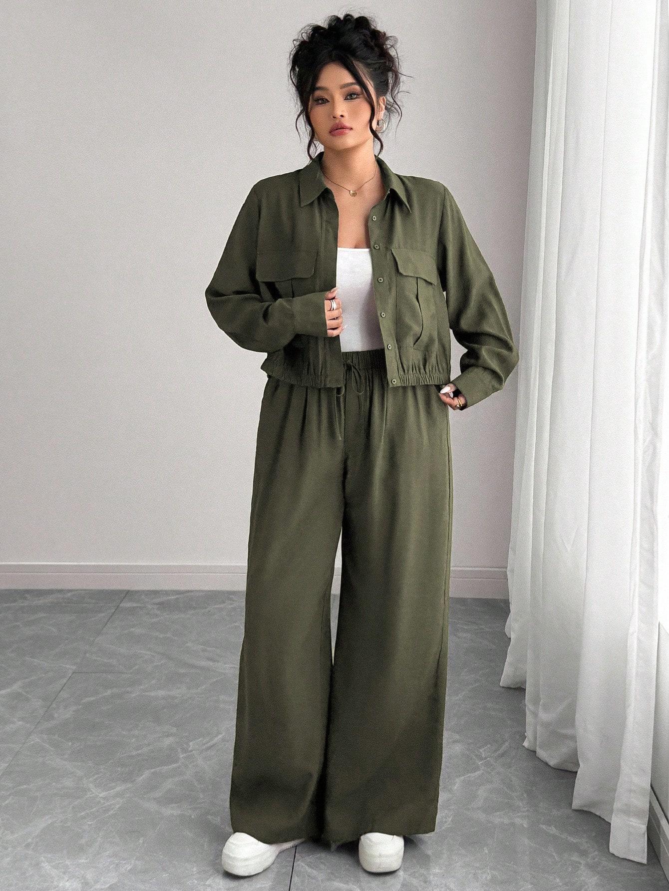 Zielone spodnie casual