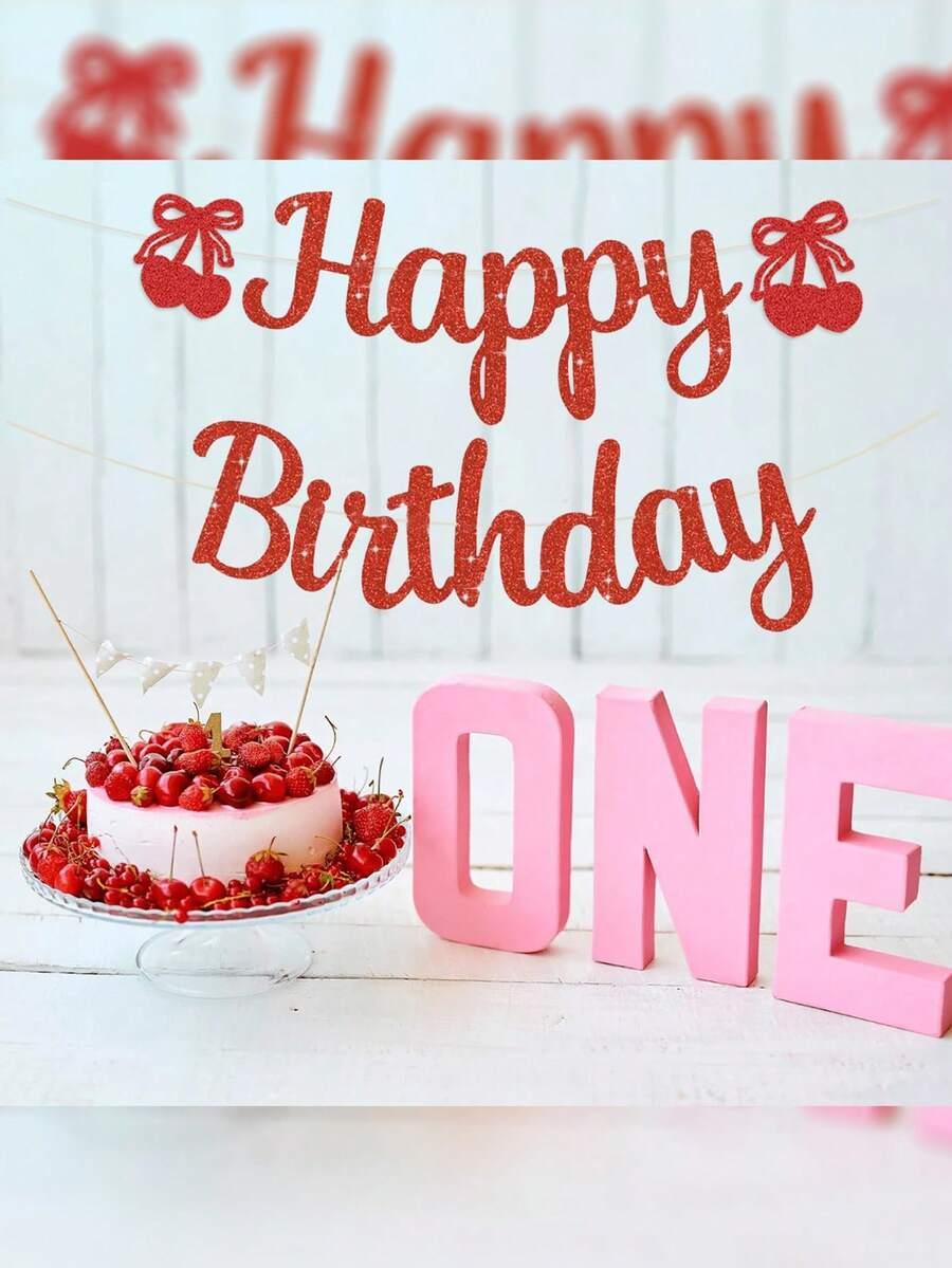 czerwony napis baner Happy Birthday