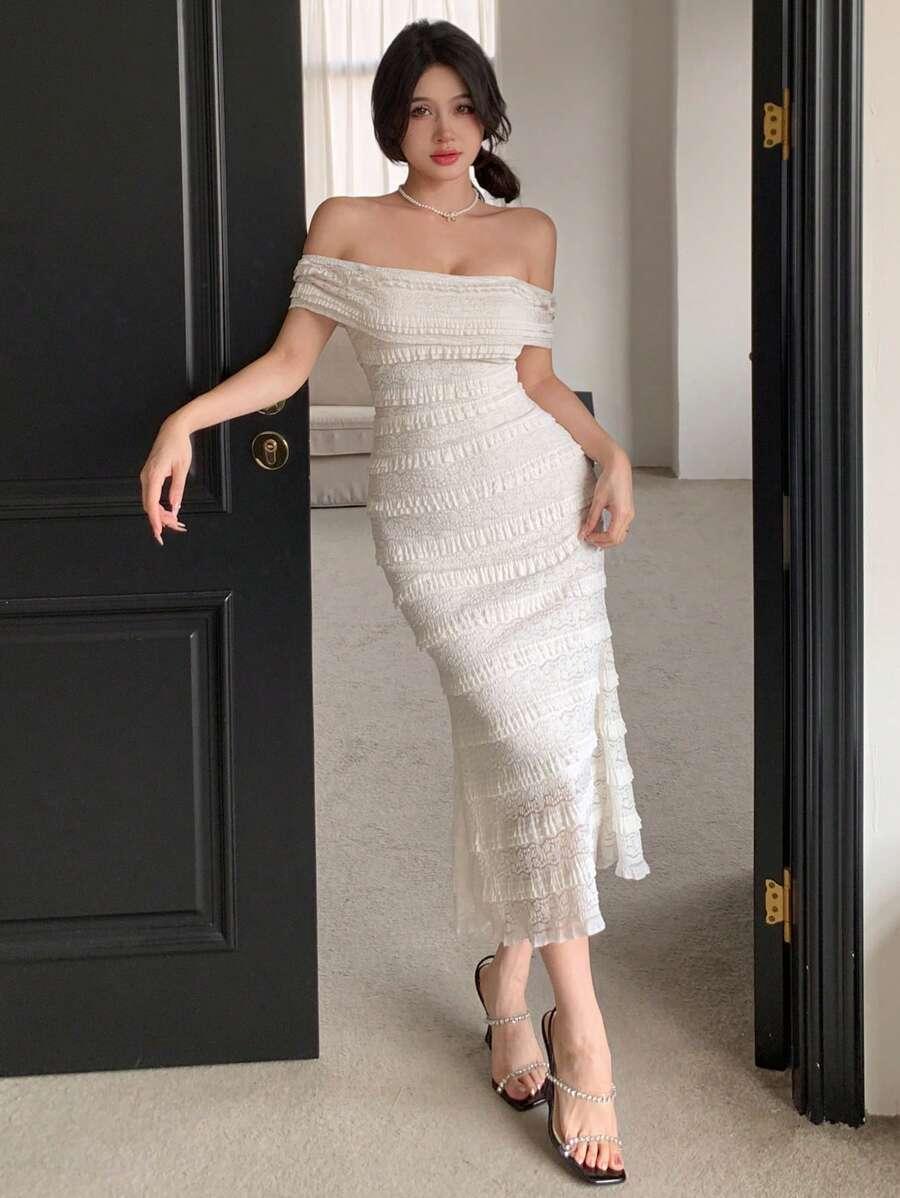 SUKIENKA BOHO MAXI Z ODKRYTYMI RAMIONAMI