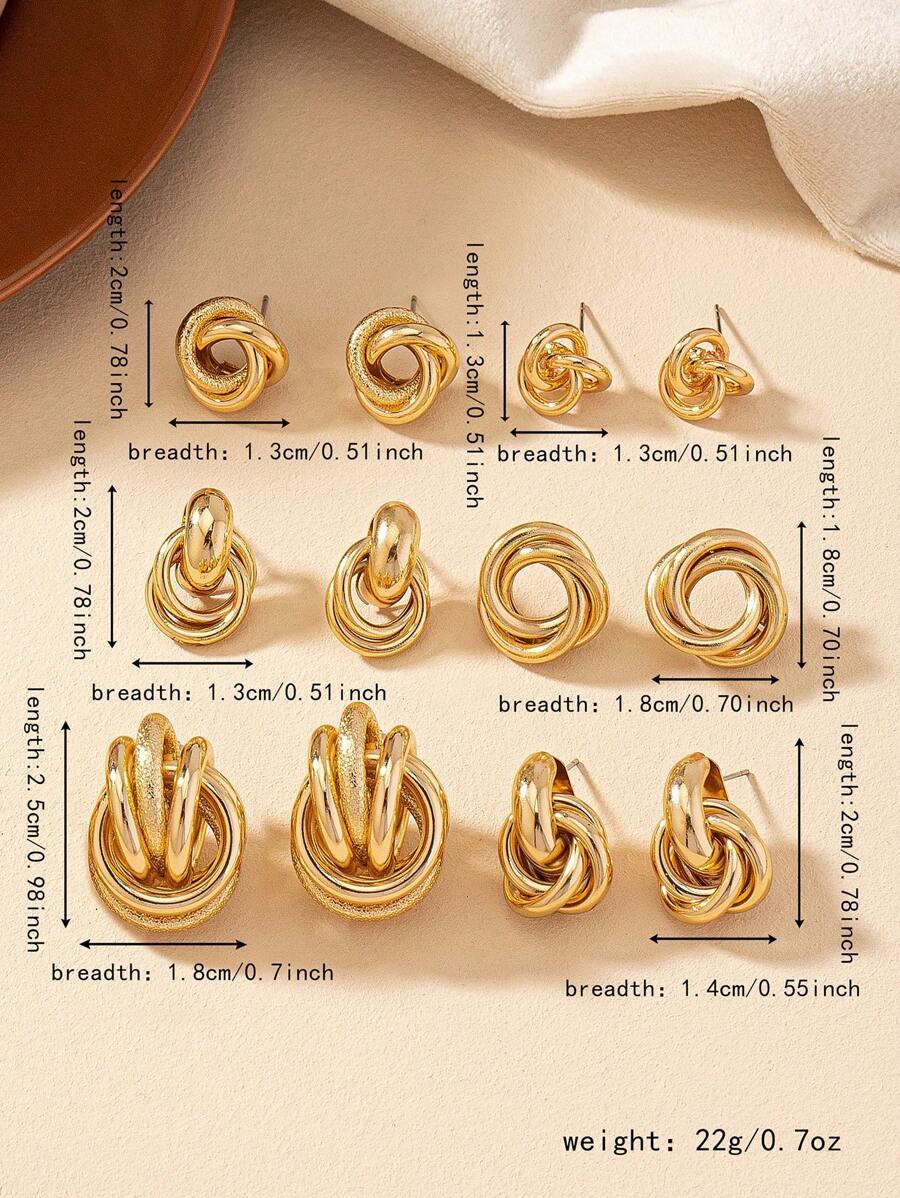 złote kolczyki 5-pack