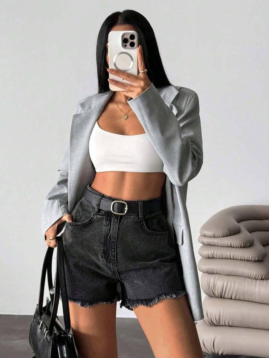 CZARNE SPODENKI JEANS