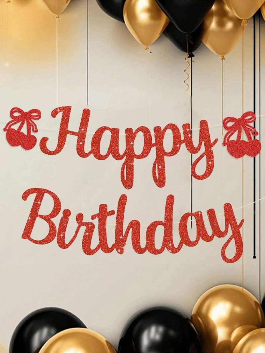 czerwony napis baner Happy Birthday