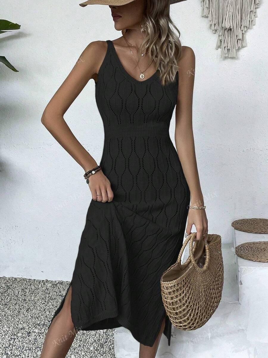  DZIANINOWA MIDI SUKIENKA V-NECK
