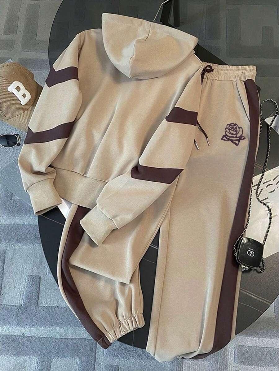 beżowy komplet bluza spodnie 