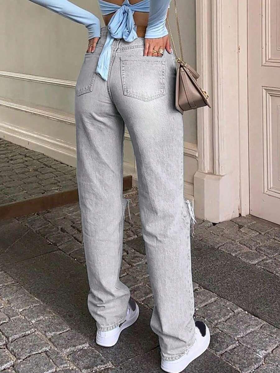 szare spodnie jeans 