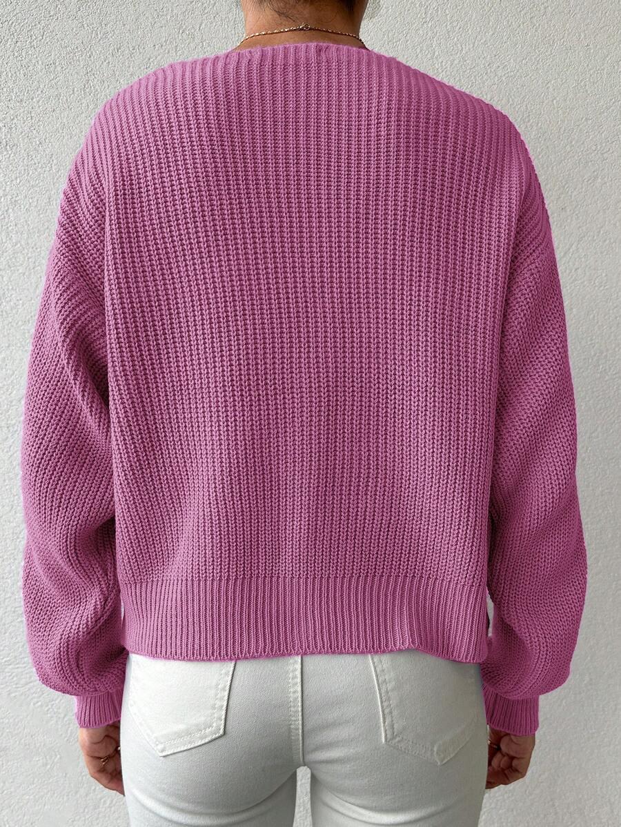 RÓŻOWY SWETER V NECK