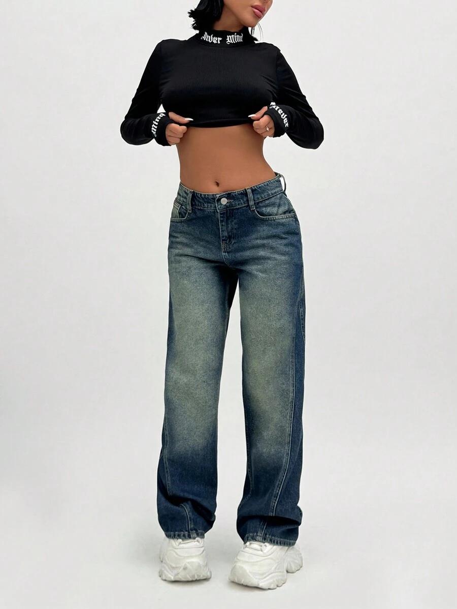 niebieskie retro jeansy 