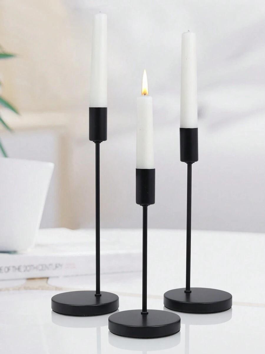 czarny świecznik 3-pack