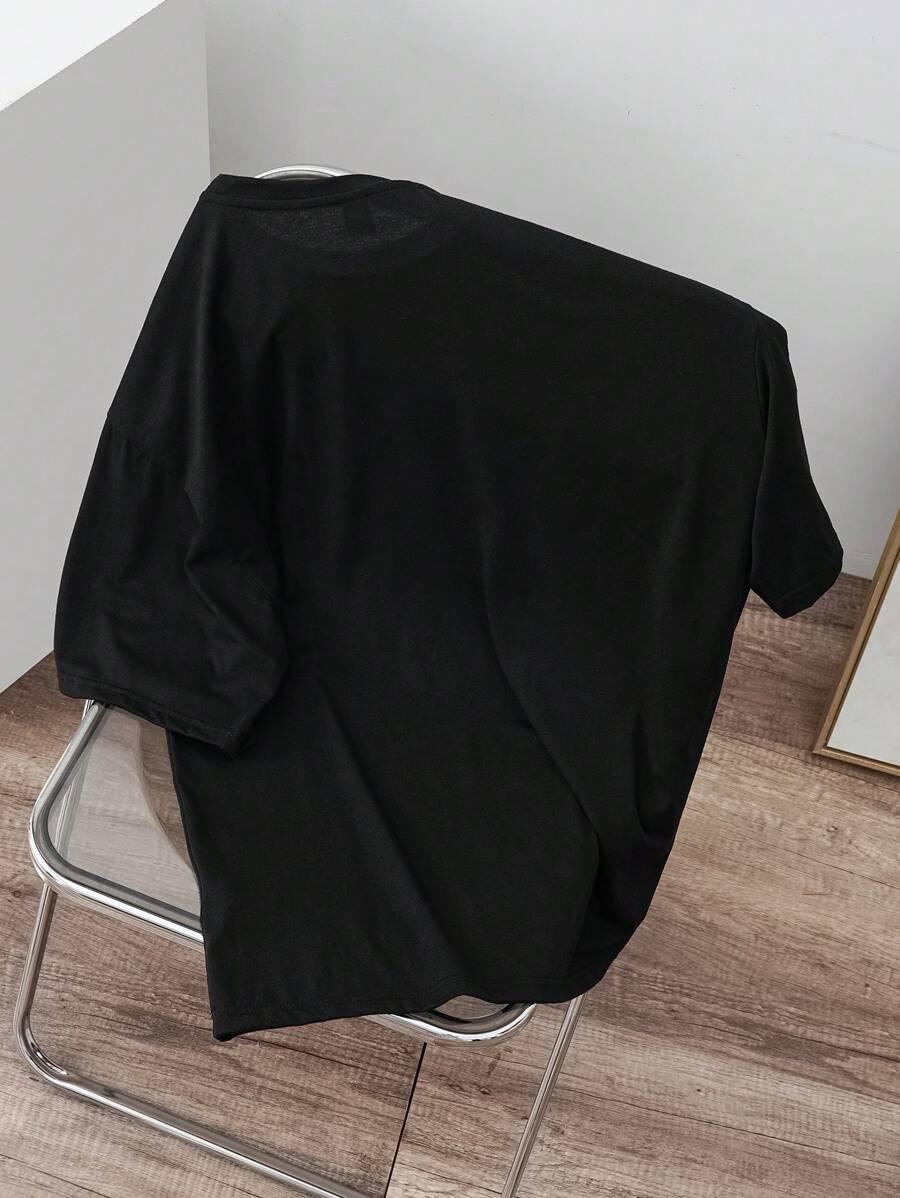 CZARNY T-SHIRT nadruk 