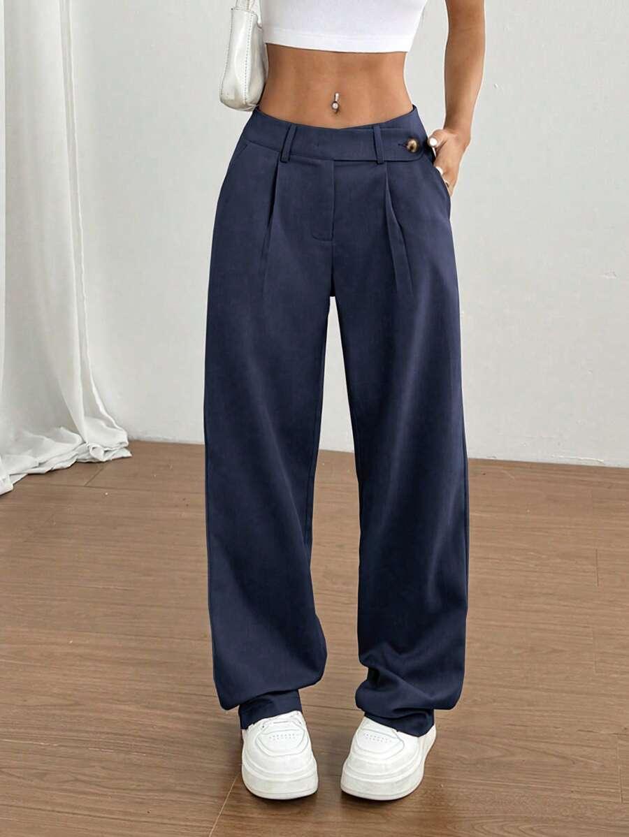 GRANATOWE SPODNIE CASUAL