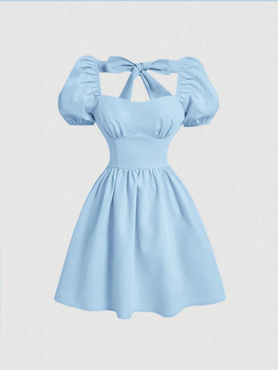 NIEBIESKA MINI SUKIENKA BUFKI