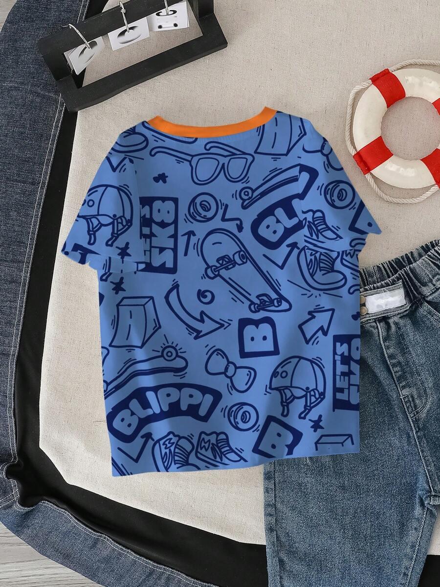T-SHIRT OKRĄGŁY DEKOLT PRINT