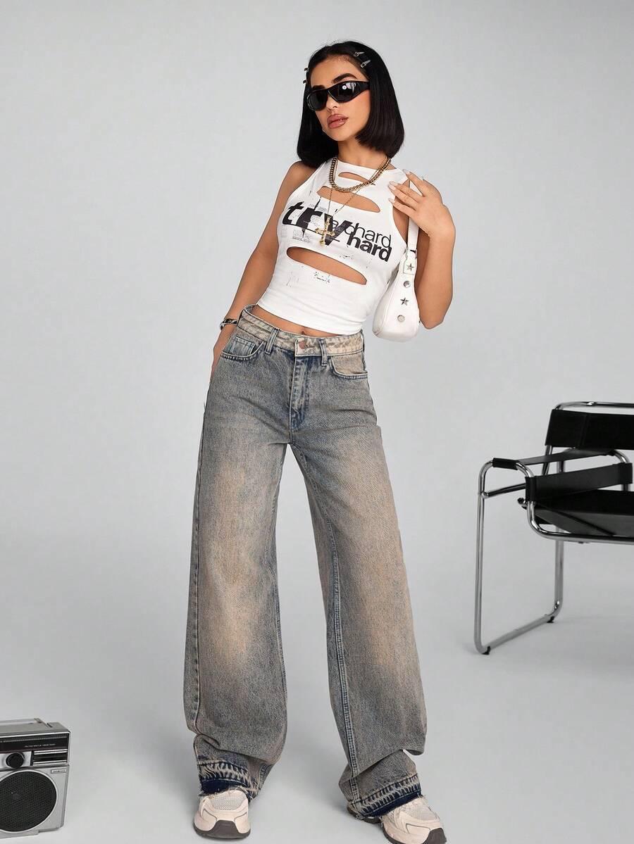SPODNIE JEANS WYSOKI STAN