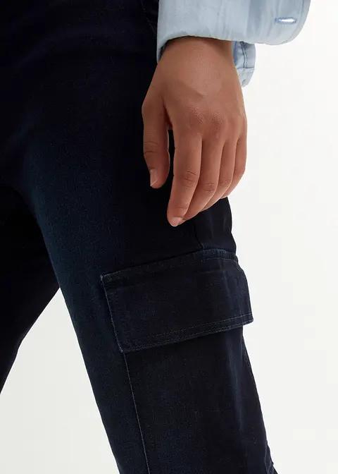 GRANATOWE SPODNIE JEANS KIESZENIE