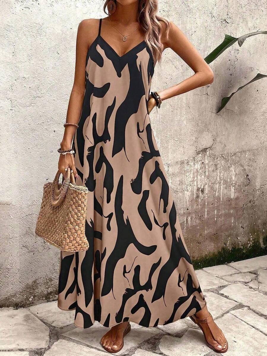 maxi sukienka na ramiączkach v neck