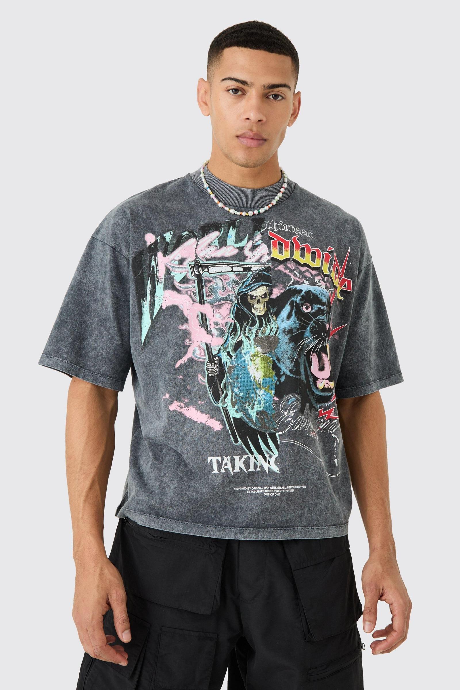 szary t-shirt nadruk