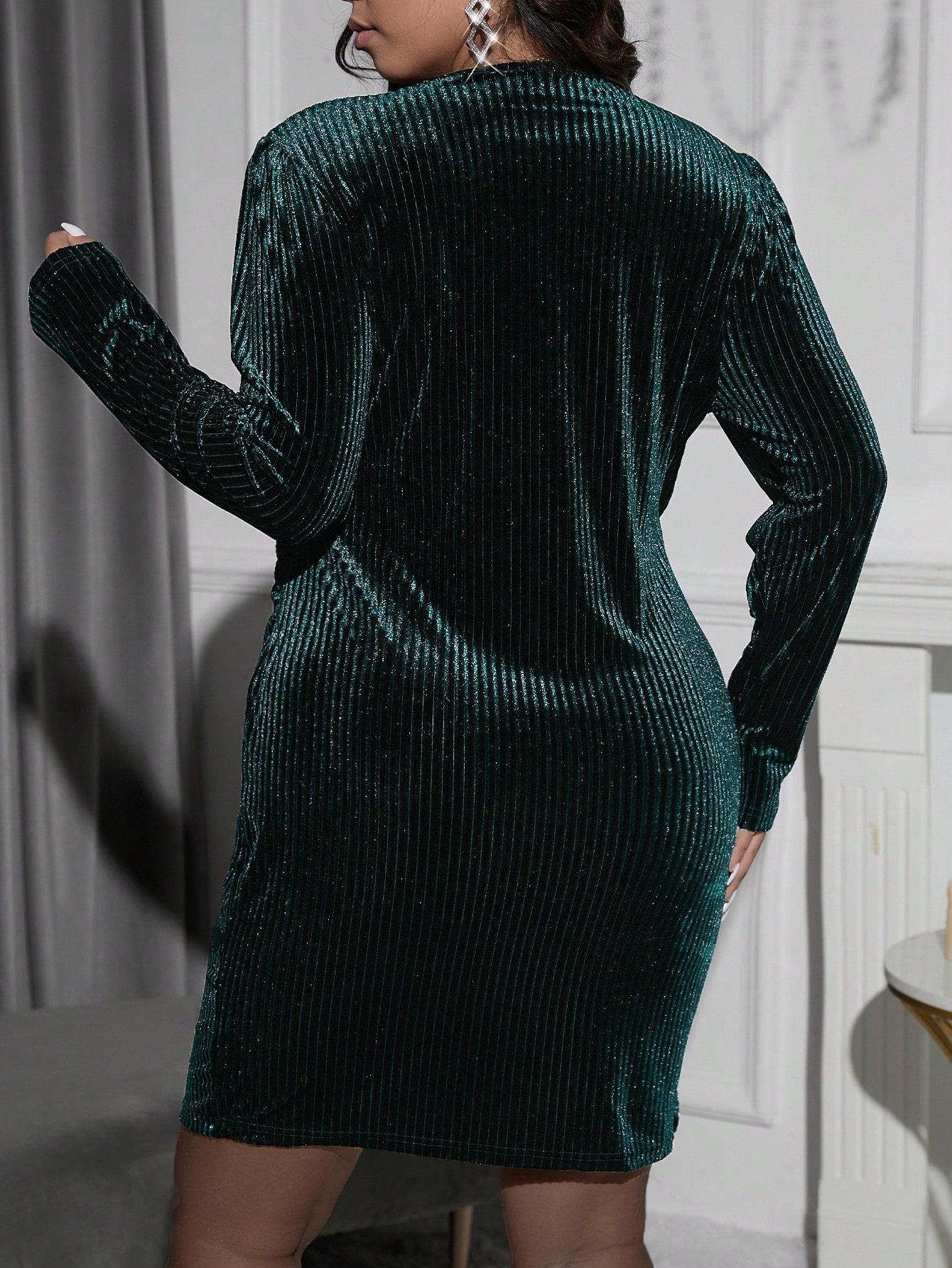 welurowa mini sukienka kopertowy dekolt tekstura