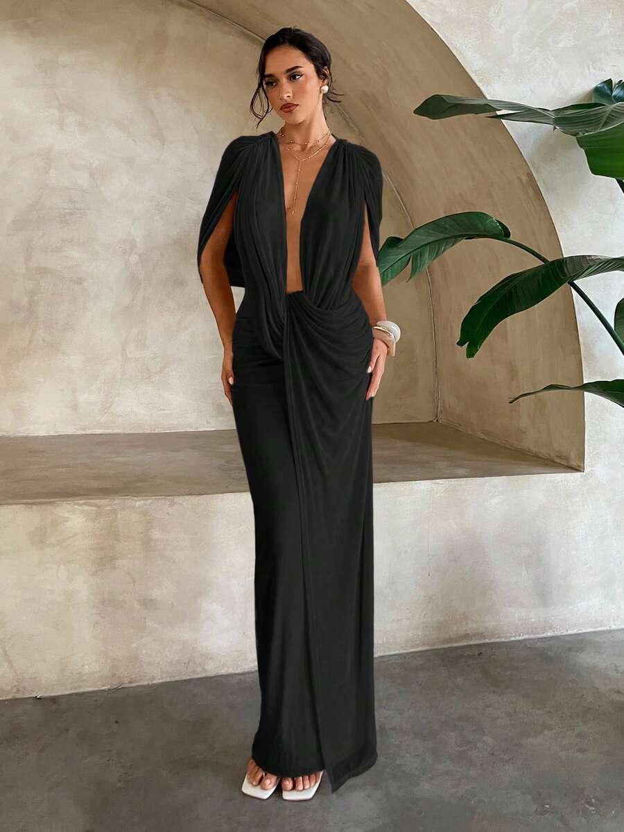 CZARNA MAXI SUKIENKA