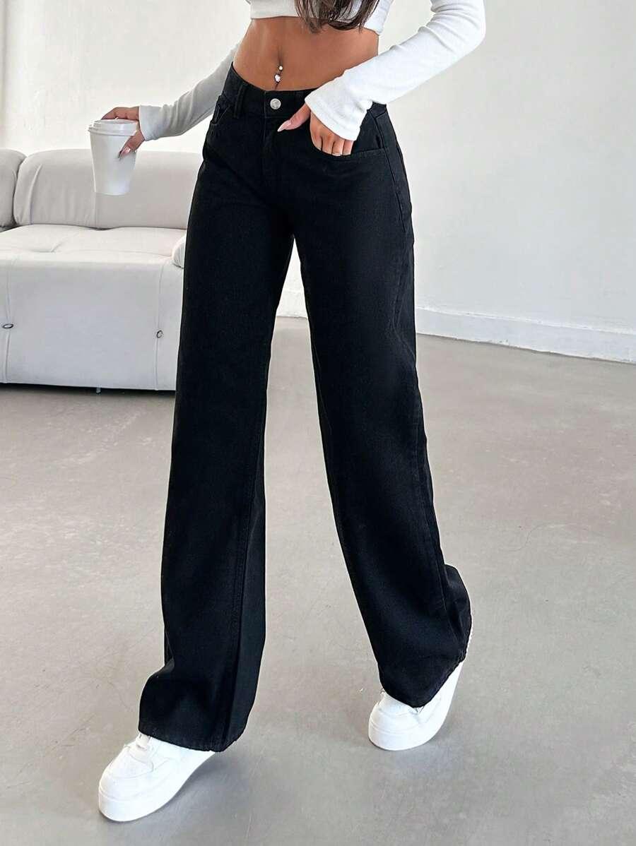 CZARNE SPODNIE JEANS