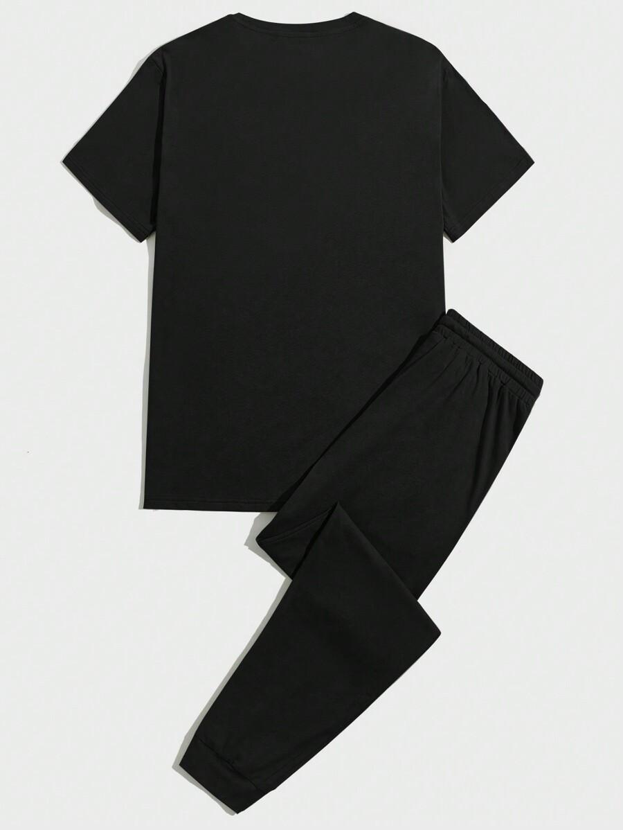 CZARNY KOMPLET T-SHIRT SPODNIE