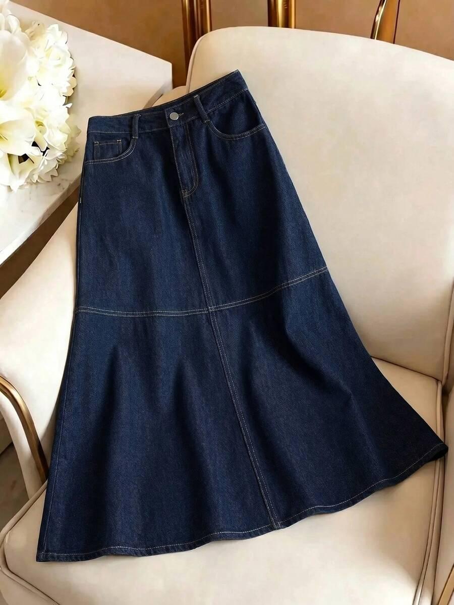 granatowa spódnica jeans