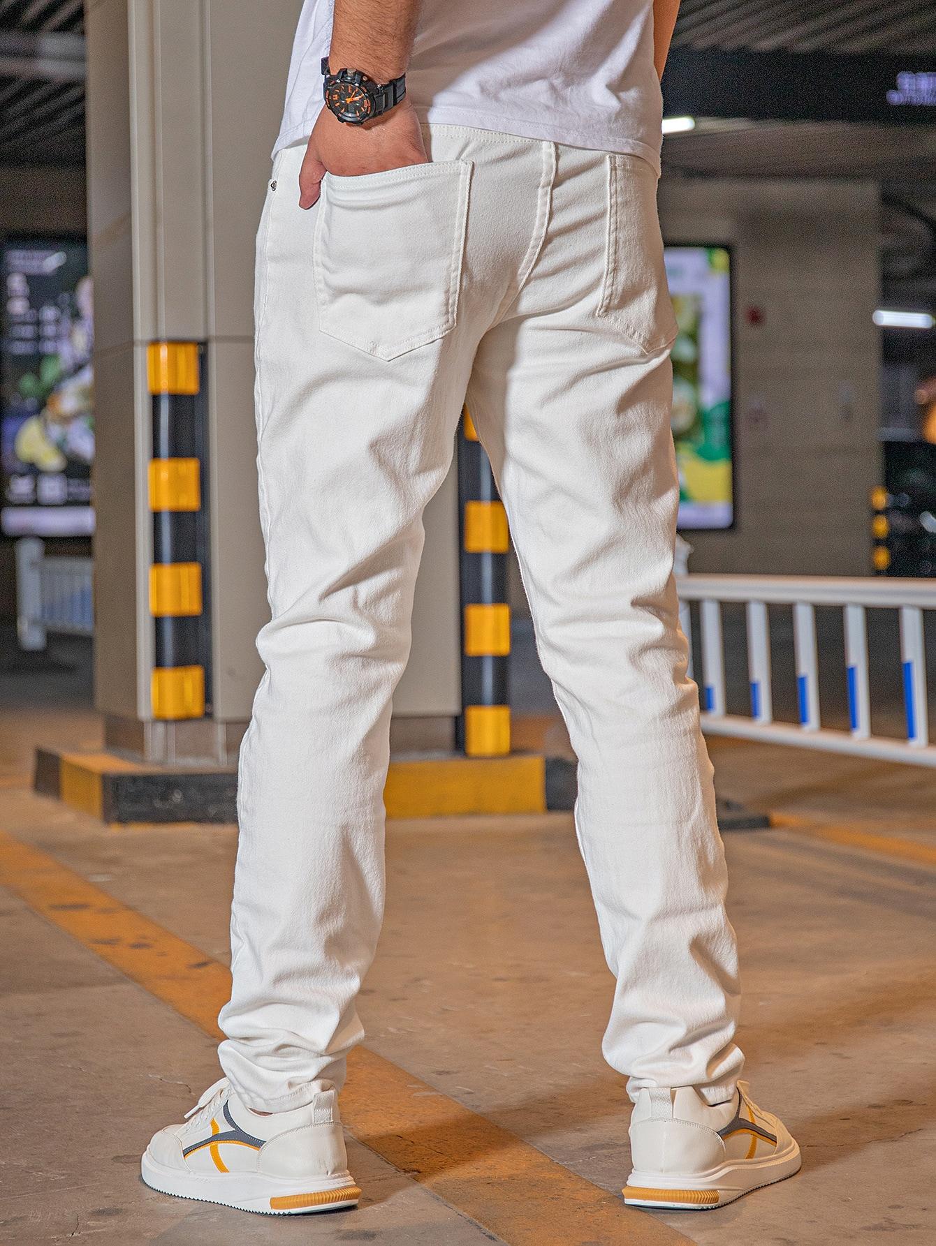 BIAŁE SPODNIE JEANS