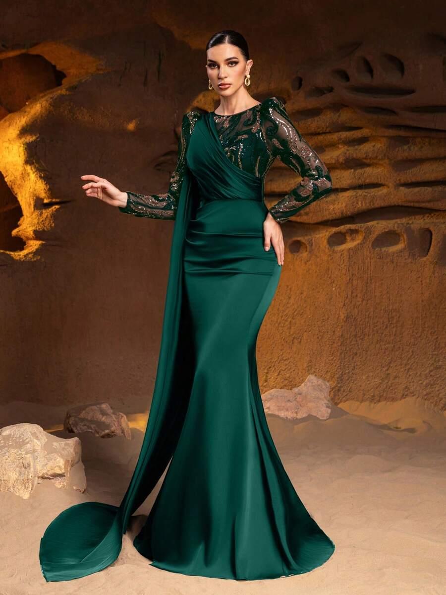 zielona sukienka maxi rozcięcie
