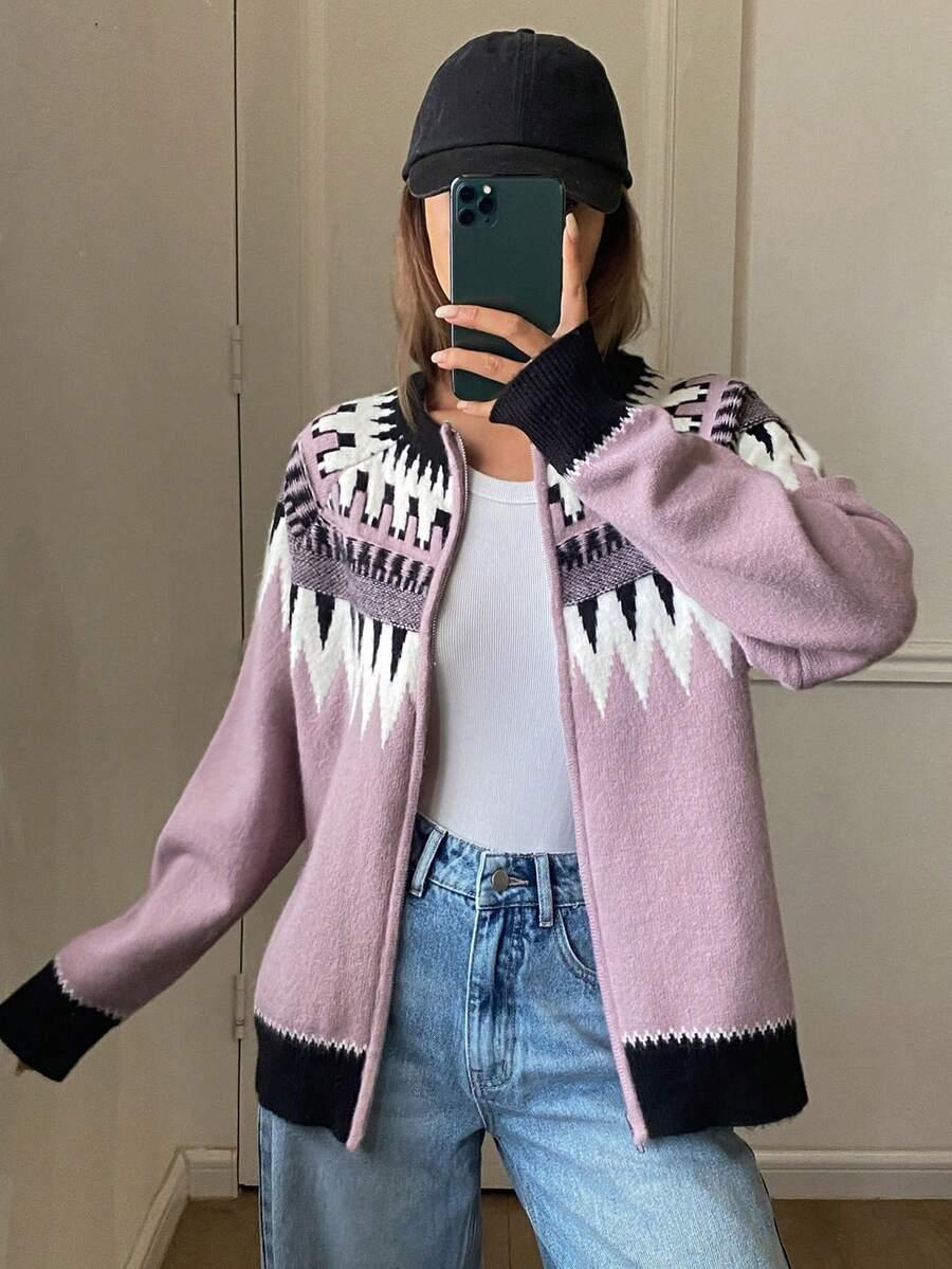 sweter dzianina zamek