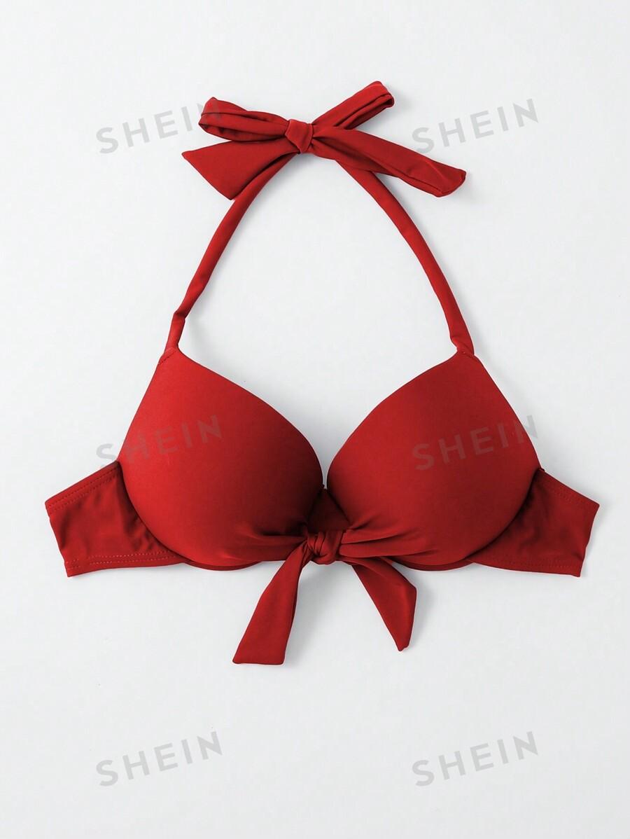 wiązana czerwona góra od bikini