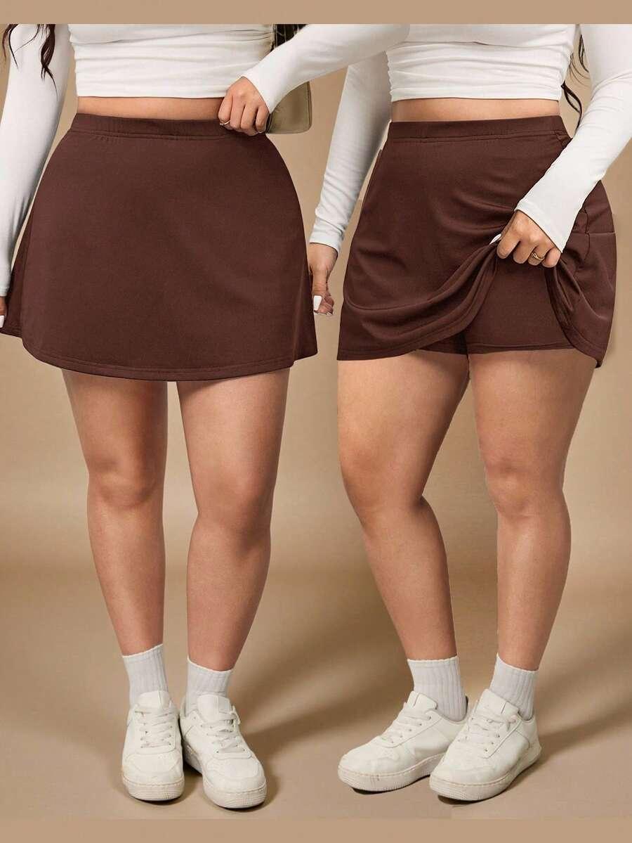 brązowe spódnico-spodenki basic