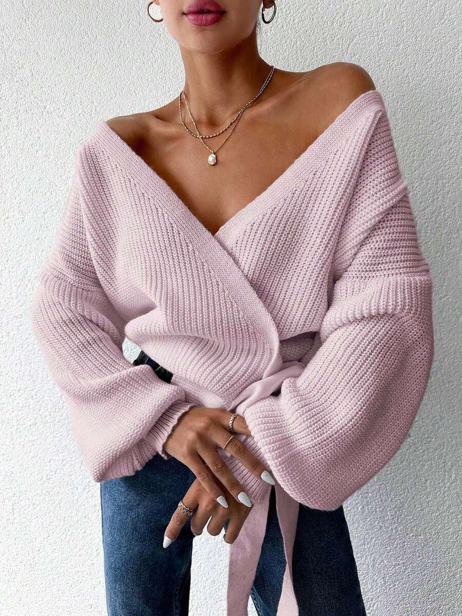 RÓŻOWY SWETER WIĄZANIE