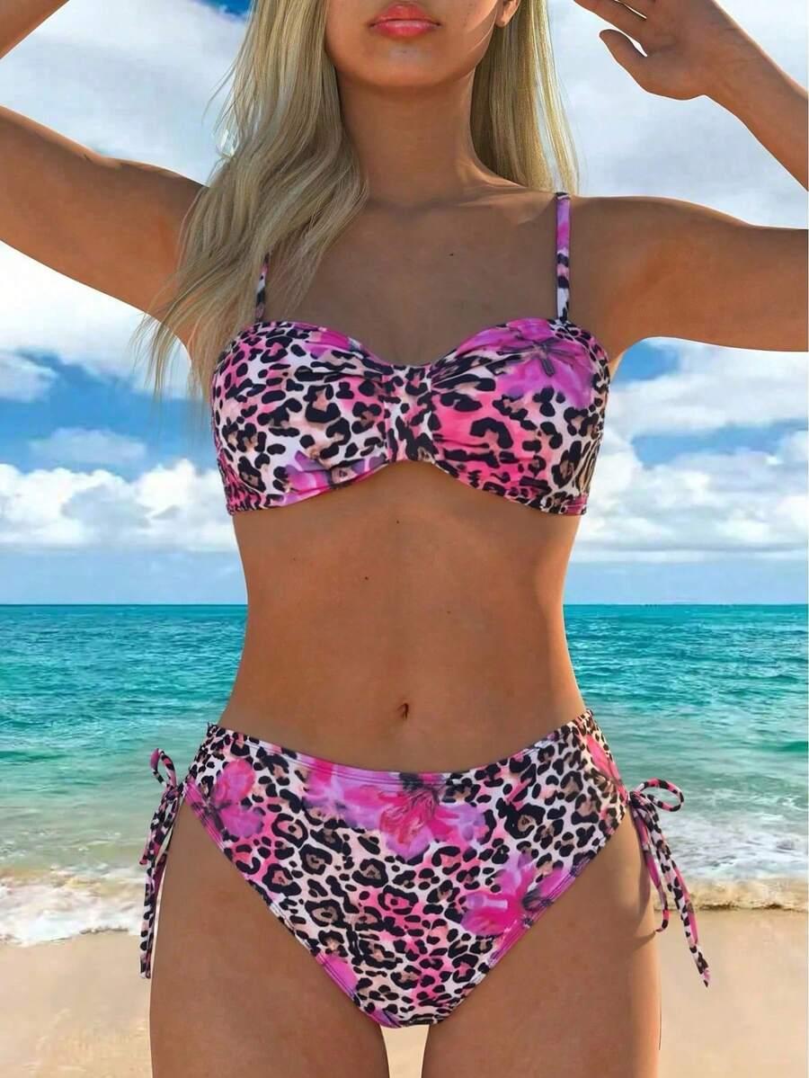dwuczęściowy strój kąpielowy animal print