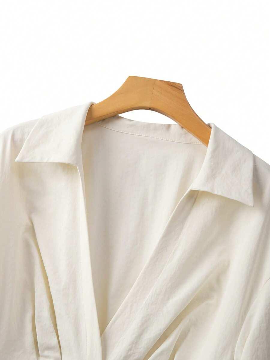ecru sukienka v-neck