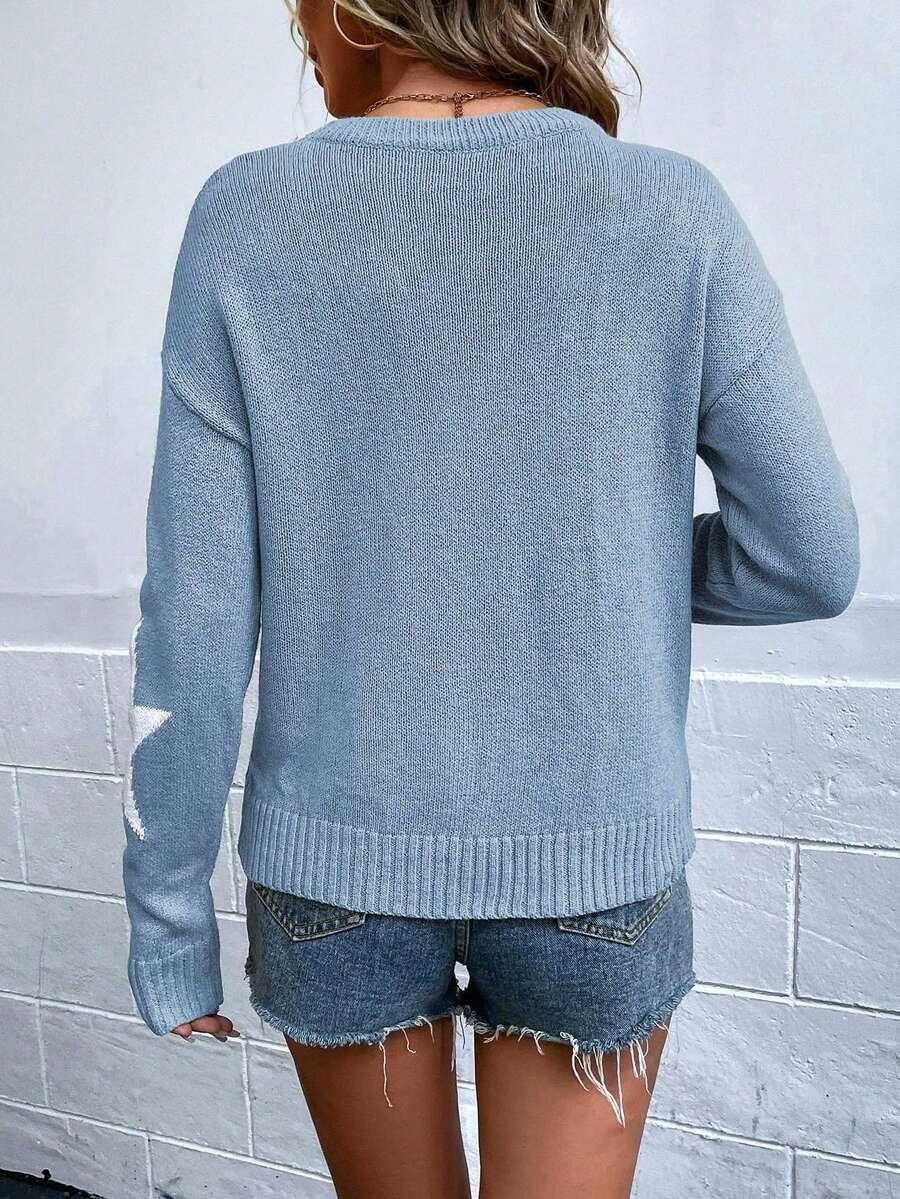 SWETER OKRĄGŁY DEKOLT WZÓR