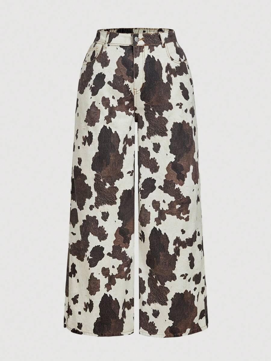 SPODNIE JEANS ANIMAL PRINT 