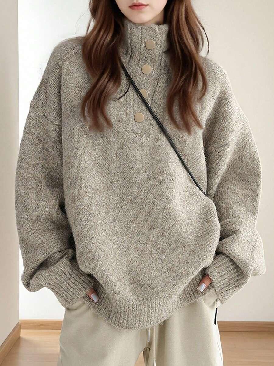 oversize sweter guziki