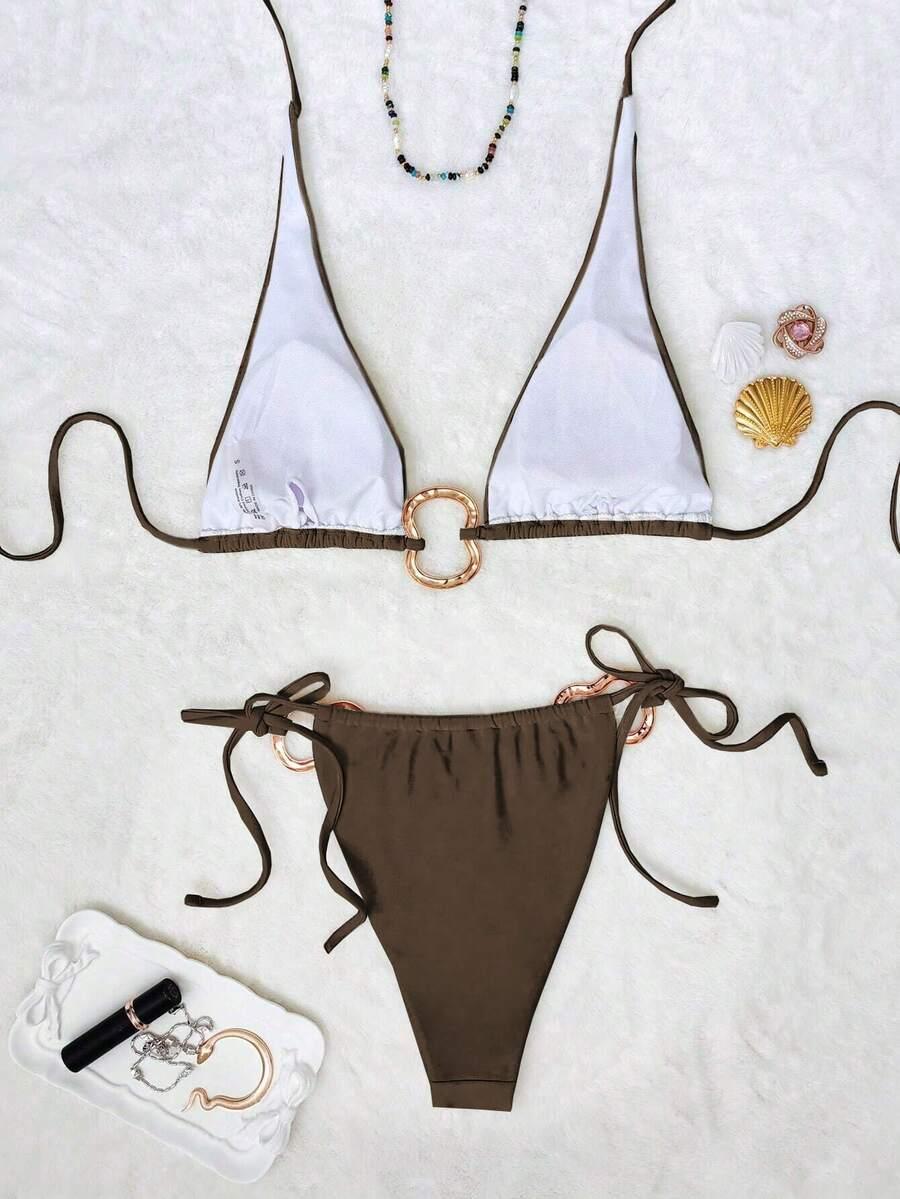 brązowy dół od bikini wiązanie