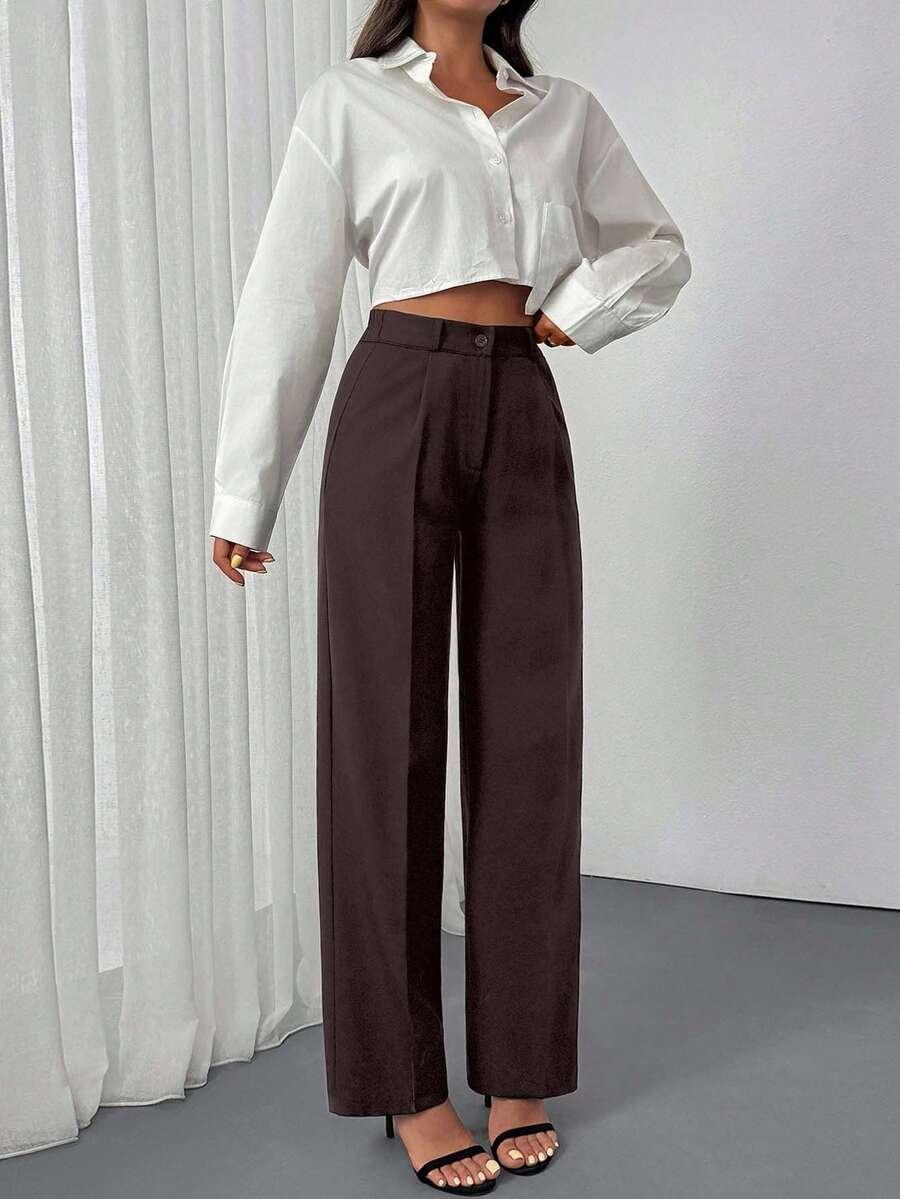 BRĄZOWE ELEGANCKIE SPODNIE