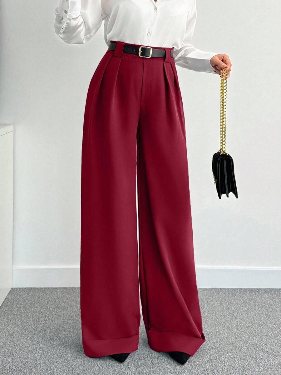 CZERWONE ELEGANCKIE SPODNIE 