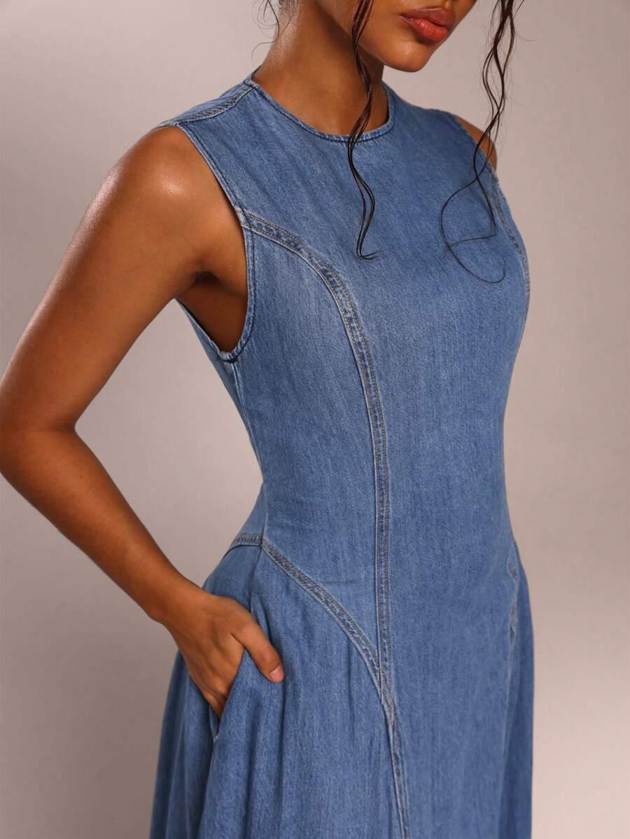 NIEBIESKA MAXI SPÓDNICA JEANS 